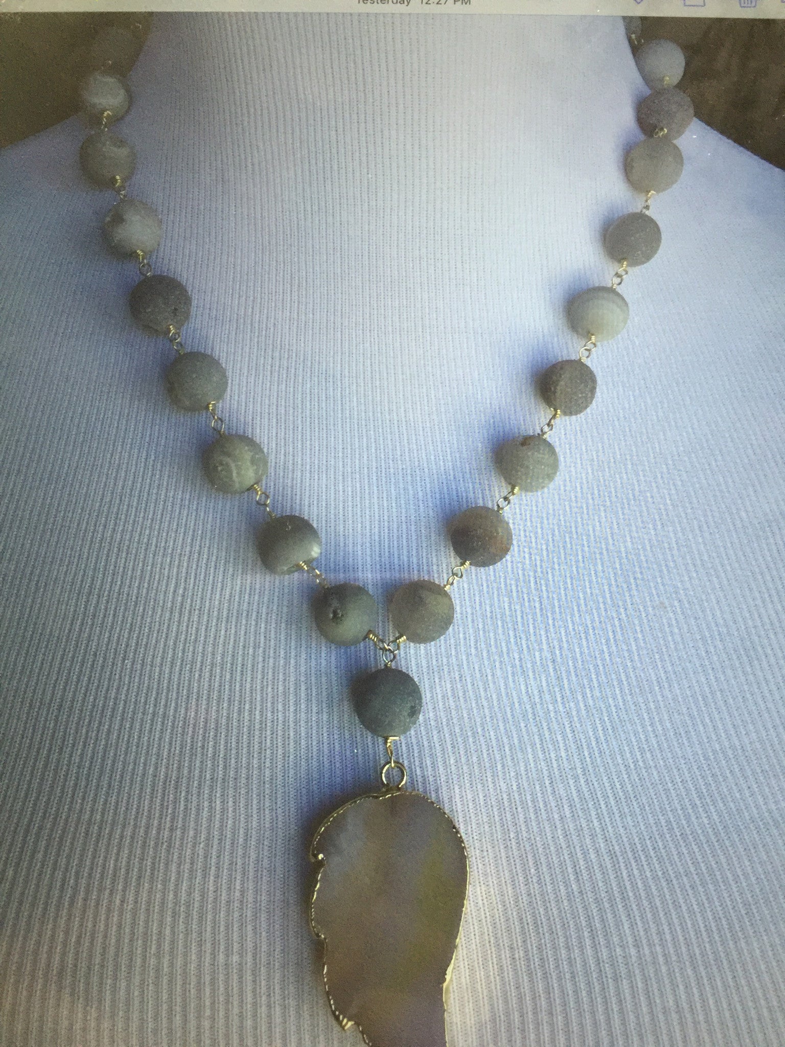 Matted jade with pendant. Sterling silver links and Semi precious stones