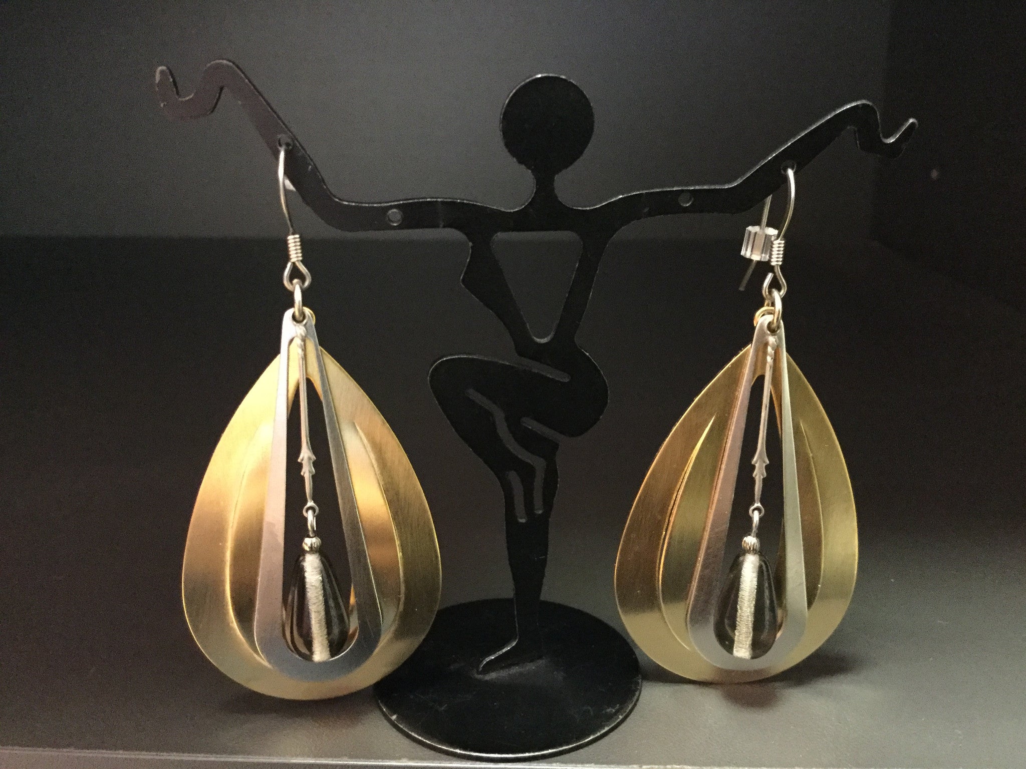 Brass base Earrings with tear drop glass pearls