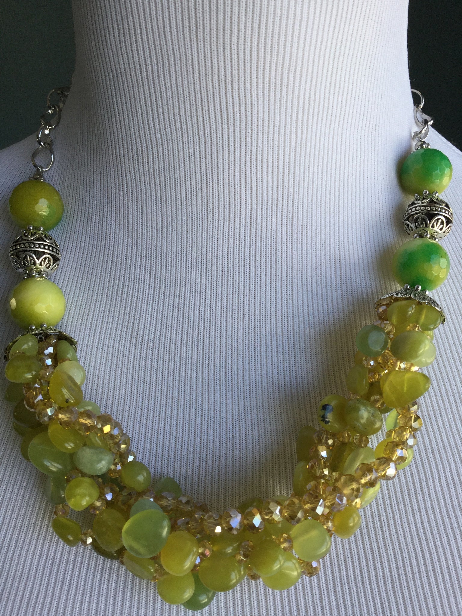 Lemon jade with  silver and magnetic clasp Semi precious stones