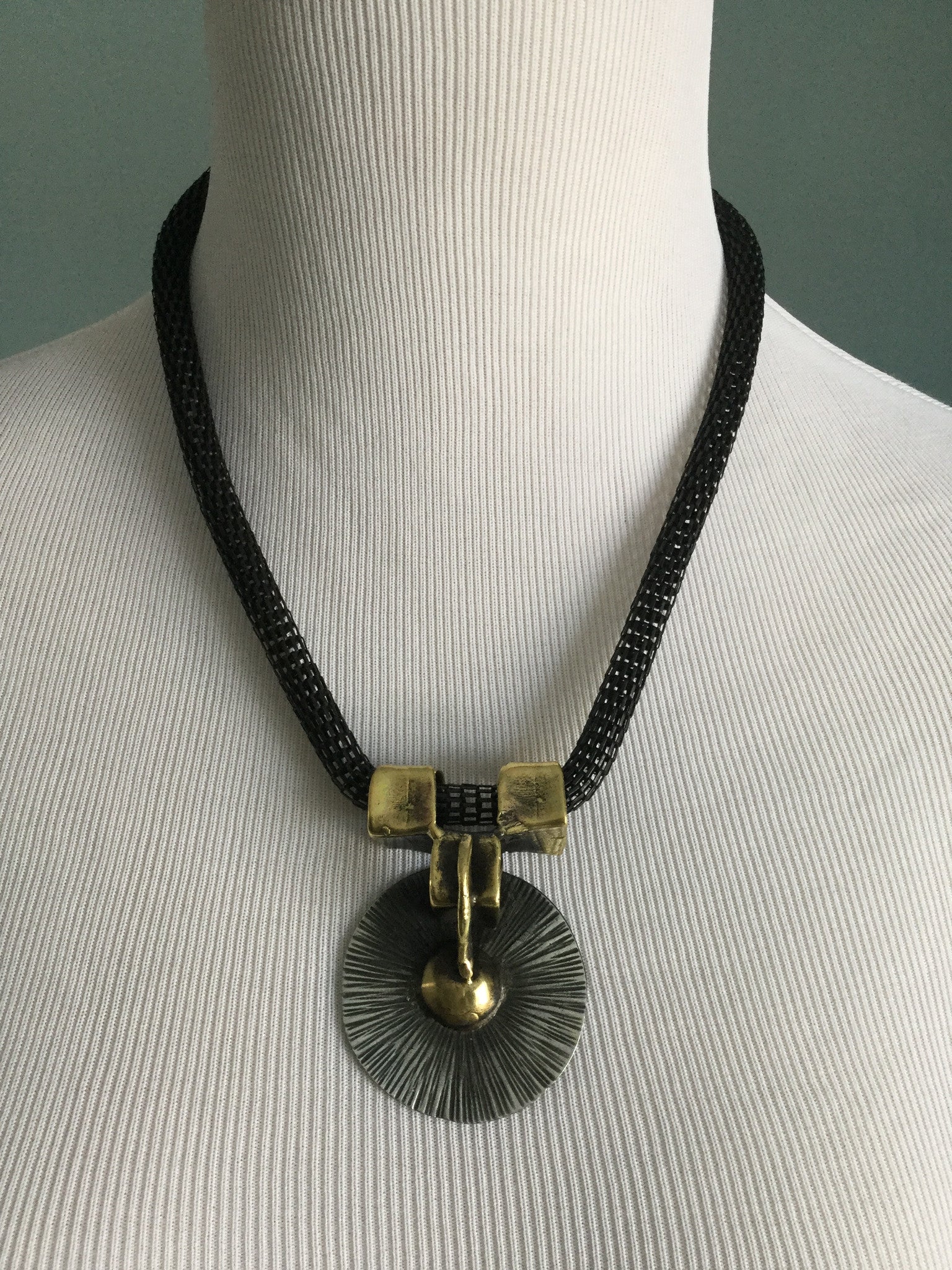 Silver and brass necklace