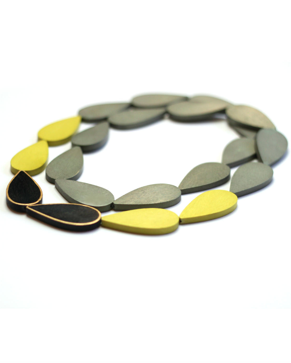 Long Wood Hand Painted Necklace circa Asian Designers