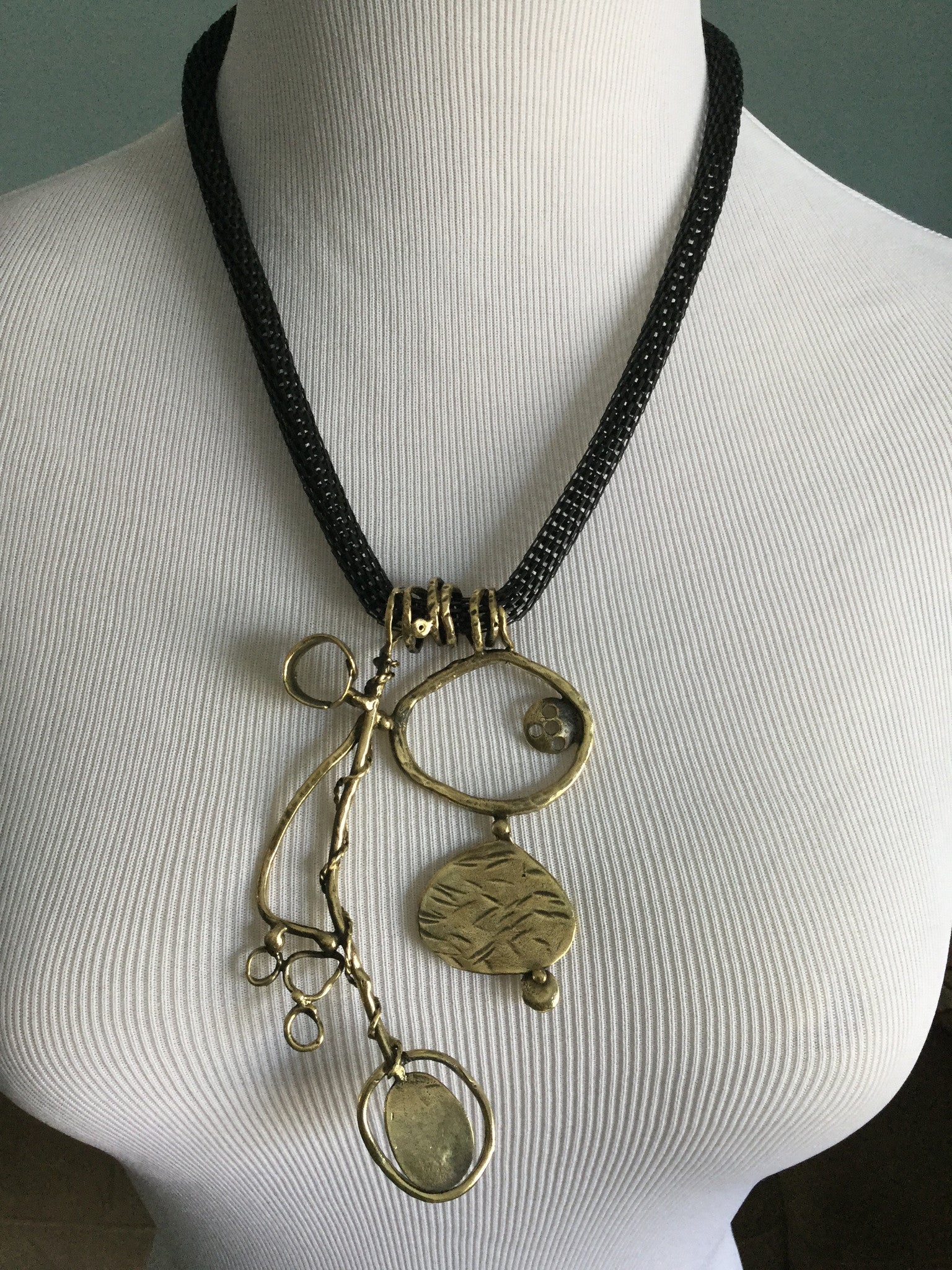 Silver and brass necklace