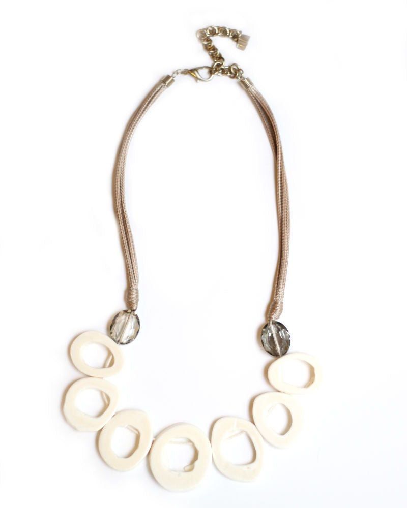 Off White Horn with Glass Beads circa Asian Collection